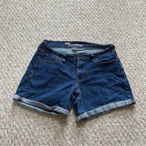 Old Navy The Sweetheart Jean Shorts Womens 4 Dark Wash Rolled Hem Blue Denim